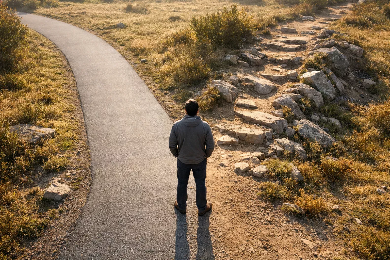 Dois caminhos diferentes simbolizando estratégias de apostas distintas